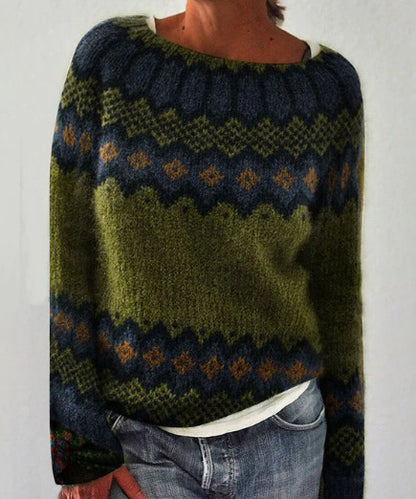 Women's Round Neck Multicolor Loose Fashion Pullover Sweater