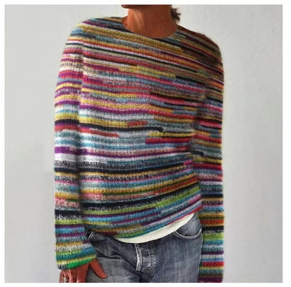 Women's Round Neck Multicolor Loose Fashion Pullover Sweater
